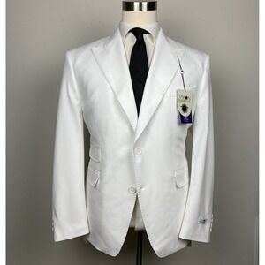 Tayion Collection Men's White Classic-Fit Suit Jacket Sz 46R Peak Lapel